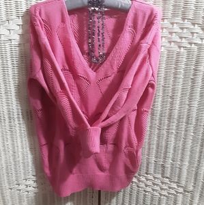PINK OPEN KNIT SWEATER